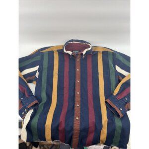 Basic Options Y2K 90's Vintage Button-Up Shirt Control Striped Large L VTG